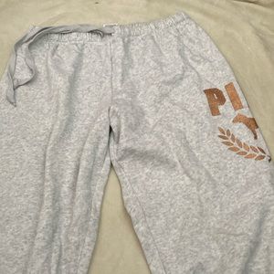 Pink Victoria Secret White and Gold Sweatpants